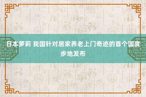 日本萝莉 我国针对居家养老上门奇迹的首个国度步地发布